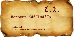 Bernert Kálmán névjegykártya